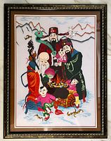 Front view of framed silk embroidery artwork