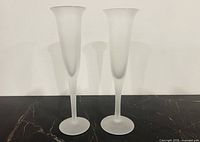 Front view of both frosted flutes standing side by side