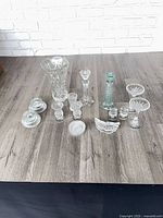 All glass pieces arranged on table