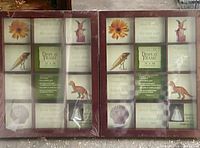 Two sealed brown multi-opening display frames front view