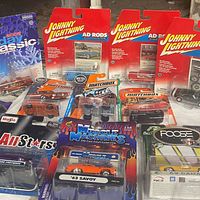 Group shot of all ten carded die-cast cars