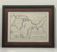 Full view of framed map with mat and frame