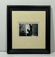 Full view of framed photograph showing frame, mat and image