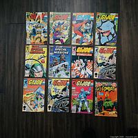 All 12 comic books laid out in grid