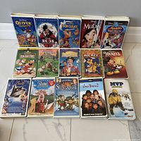 All 15 VHS tapes front view