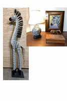 Composite showing wooden zebra statue, lamp, decorative box, small zebra figurine, framed zebra print