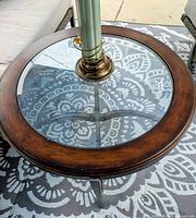 Top view showing wood rim and glass insert