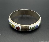Full view of hinged sterling silver enamel bangle bracelet
