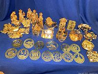 Assortment of all ornaments laid out on cloth