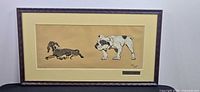 Full view of framed print showing both dogs, mat, frame