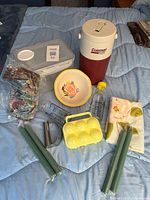 Full lot showing all items on bed