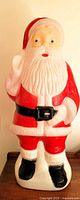 Front view of blow mold Santa showing colors and condition