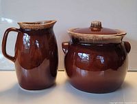 Bean pot and pitcher together showing overall style and size