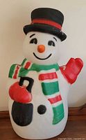 Front view of snowman blow mold