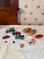 Overview of all eleven items on white cloth