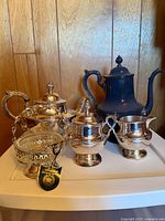 All six pieces grouped together on surface