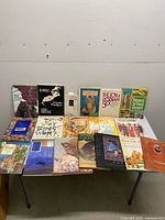 Overall view of all books laid out on table