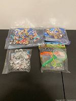 All four bagged items laid out