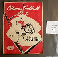 Front cover of 1948 Ottawa Football Club program
