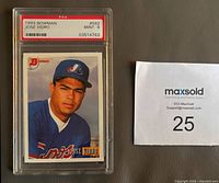 Front of PSA-slabbed 1993 Bowman Jose Vidro #592 card showing grade label