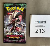 Front view of sealed Pokémon Sun & Moon Guardians Rising booster pack