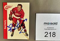 Front of signed 1995-96 Parkhurst Red Kelly card displaying autograph