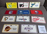 All 11 NHL mini license plates laid out