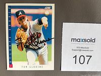 Front of autographed 1993 Score Tom Glavine card