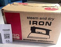 Front of Samson-Dominion steam and dry iron box