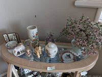 Group view of all items on cabinet top