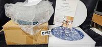 Temptations glass platter, bowl in bubble wrap, Cellar box