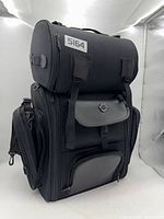 Full view of Viking Bags XL sissy bar bag with roll bag attached