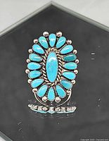 Front view of turquoise cluster ring