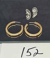Pair of Wells 14KGF textured hoop earrings with clear backs