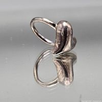 Front view of sculptural sterling silver ring