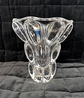 Front view of clear crystal vase showing bubble design