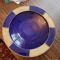 Top view of cobalt blue Safi pottery bowl