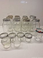 Group shot of all mason, jam and mini jars