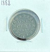 Reverse side with ONE CENT 1888 maple wreath