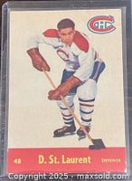 Front of 1955-56 Parkhurst #48 D. St. Laurent card showing player image and card details