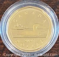Reverse of 2025 Canadian gold-plated silver loonie in capsule
