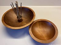large Baribocraft nut bowl with utensil holder, side bowl, five picks