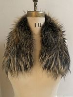 Front view of the fur collar on mannequin