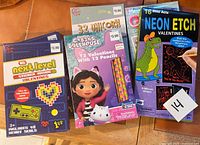 Five of the Valentine packs displayed on table