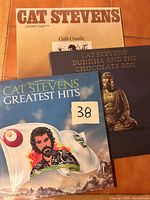 Front view of three Cat Stevens LPs