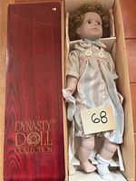 Doll in open box showing full figure and box exterior