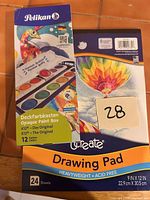 Front view of Pelikan paint box and UCreate drawing pad