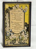 Front view showing lithograph, poem text, Art Nouveau floral border and full frame