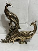 Both Syroco gold peacock statues standing
