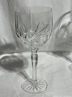 single goblet front view showing cut pattern and stem